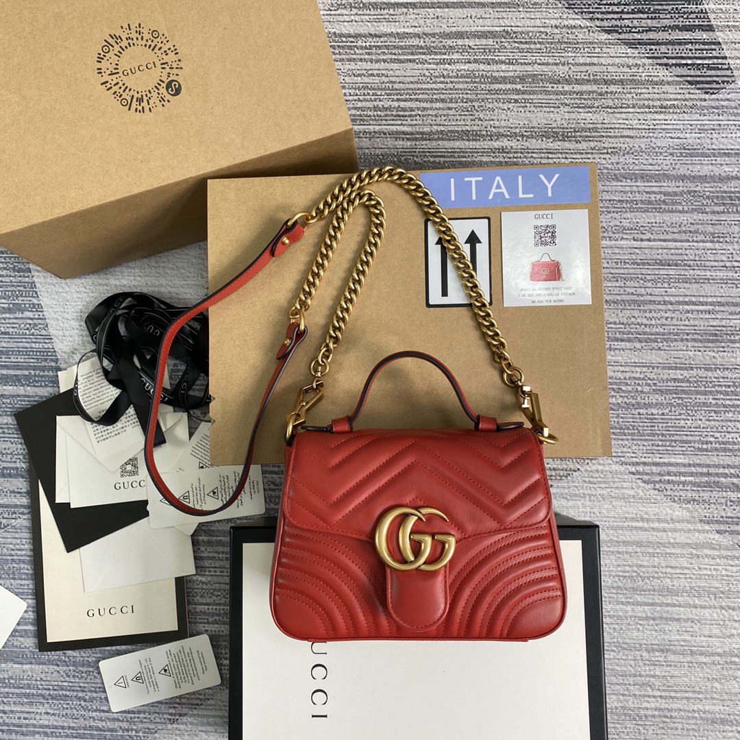 Gucci GG Marmont Mini Top Handle Bag Shoulder Bag 547260 Red